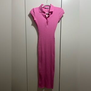 Zara Pink Ribbed Midi Dress